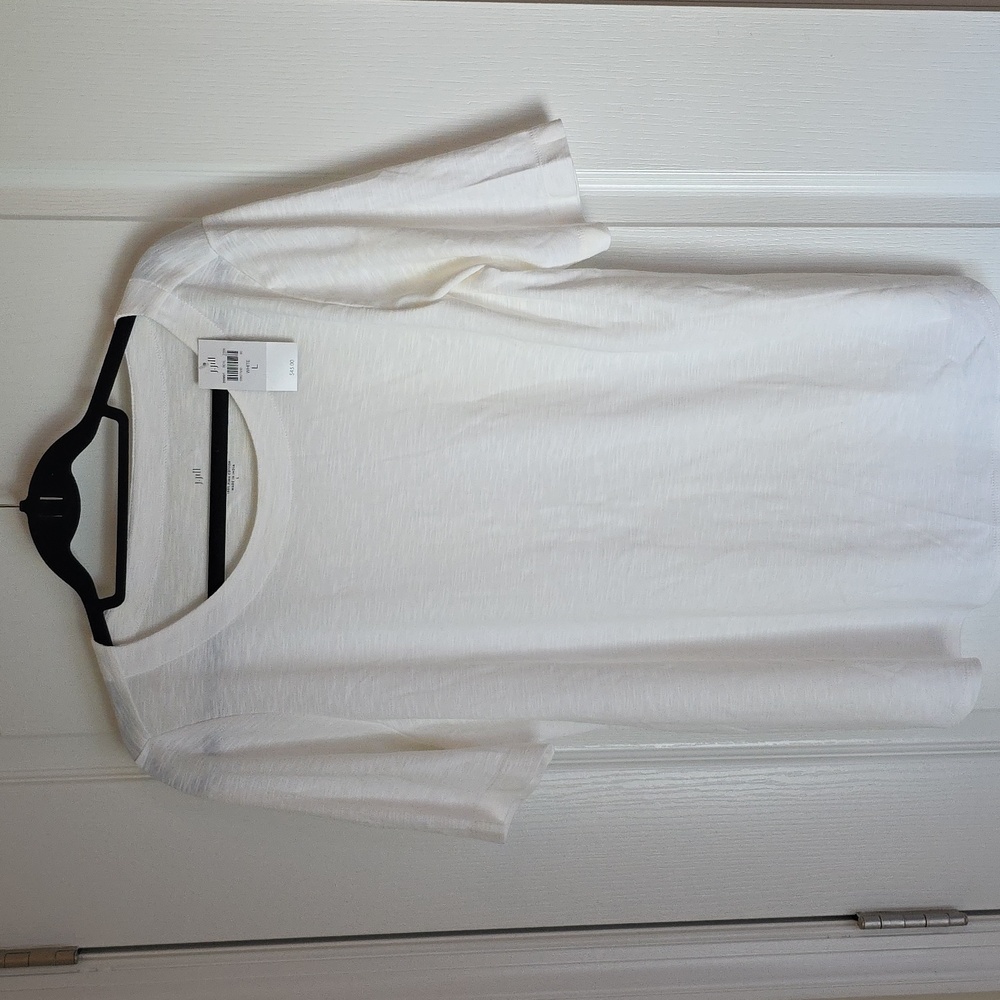 J. Jill White Elbow Length Pima Slub Short Sleeve Tee